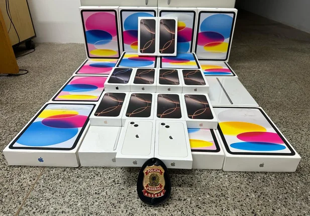 Celulares e tablets da Apple apreendidos pela Polícia Federal em Teresina