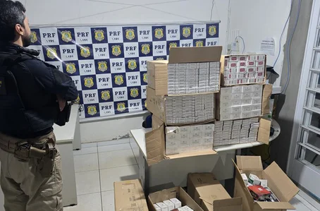 Cigarros contrabandeados apreendidos pela PRF