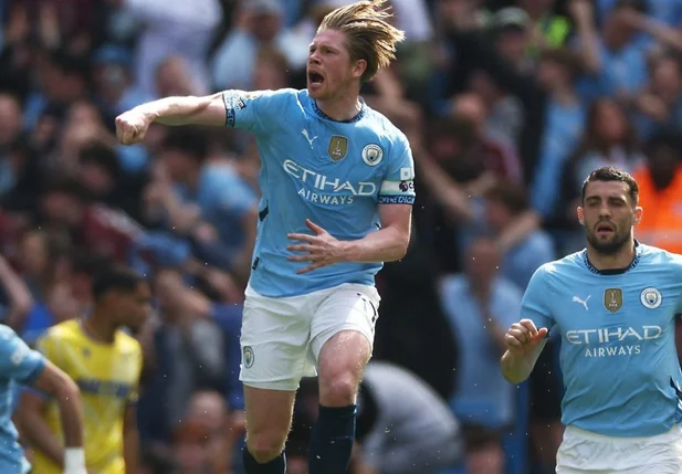 De Bruyne comemora gol do Manchester City