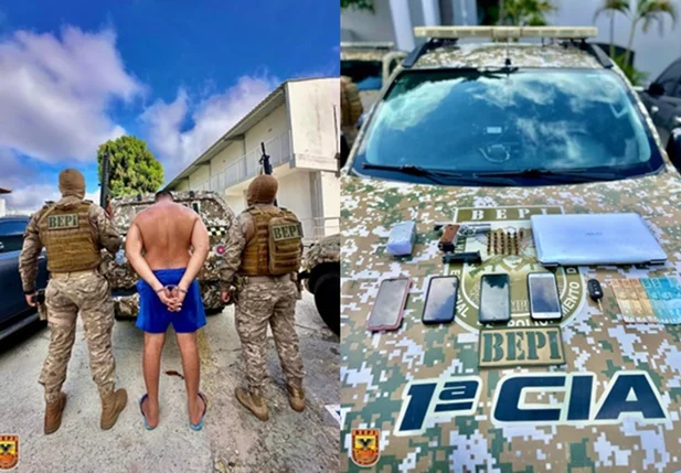 Homens, identificados pelas iniciais A.F.G.S. e R.J.O.S., presos