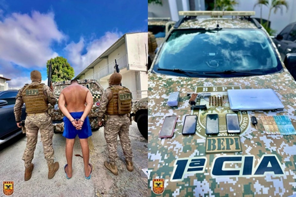Homens, identificados pelas iniciais A.F.G.S. e R.J.O.S., presos