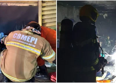 Incêndio atingi loja de roupas no Centro da cidade de Parnaíba