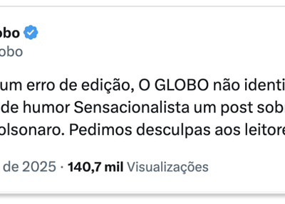 Jornal O Globo pede desculpas após erro