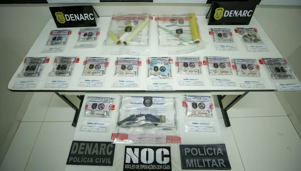 Material apreendido pelo DENARC