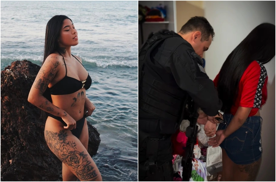 Momento da prisão da influencer Ana Azevedo