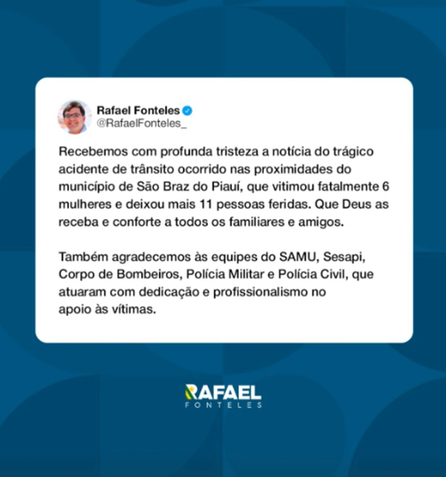Nota de pesar do governador Rafael Fonteles