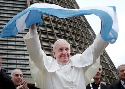 Papa Francisco com a bandeira da Argentina