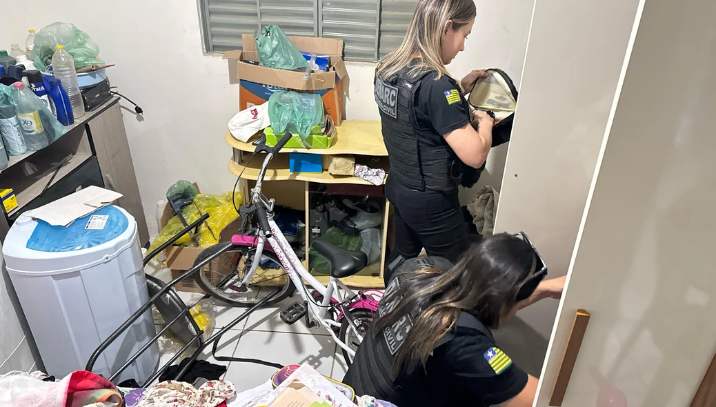 Policiais do DENARC durante operação