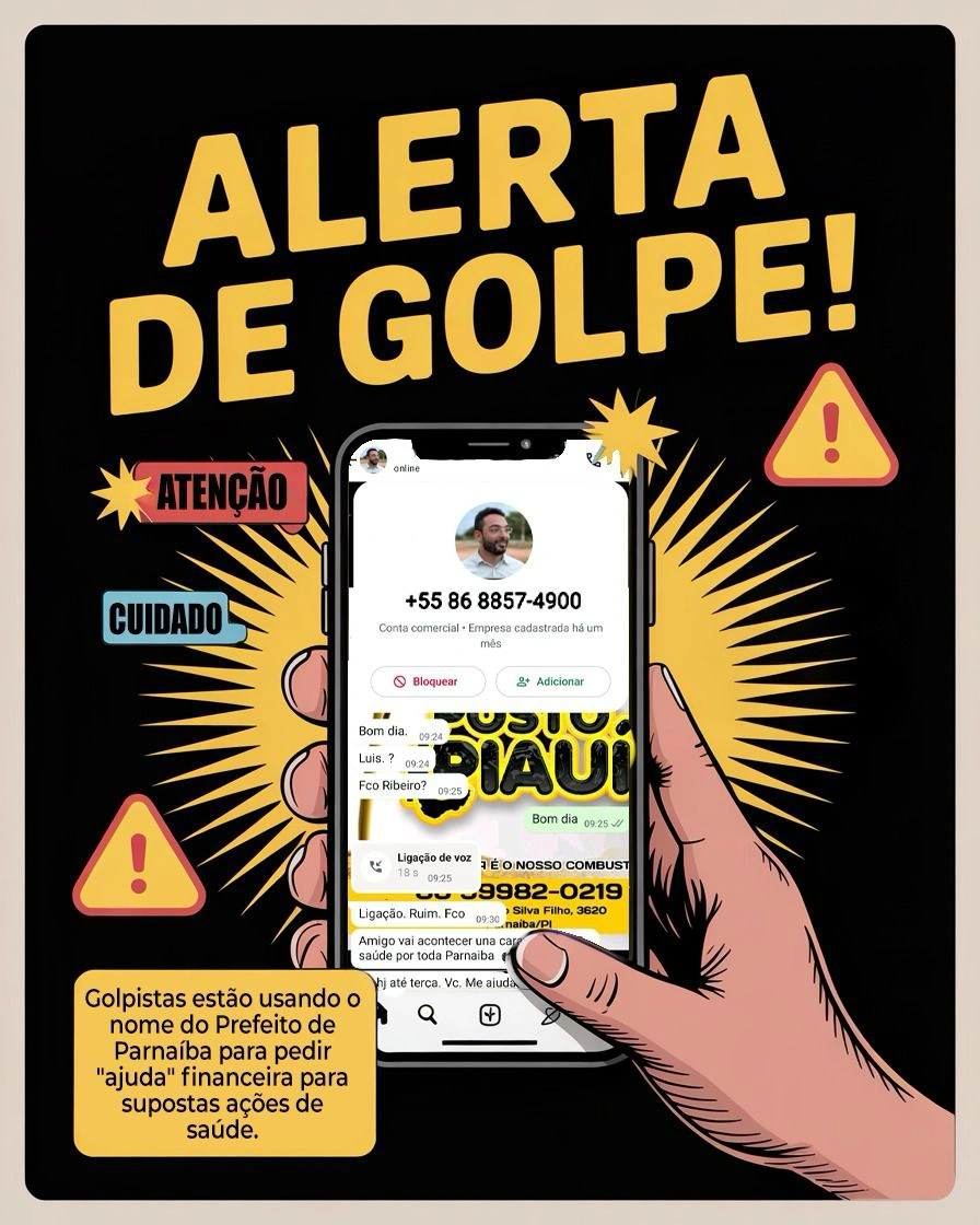 Prefeitura de Parnaíba alerta sobre golpe envolvendo nome do prefeito