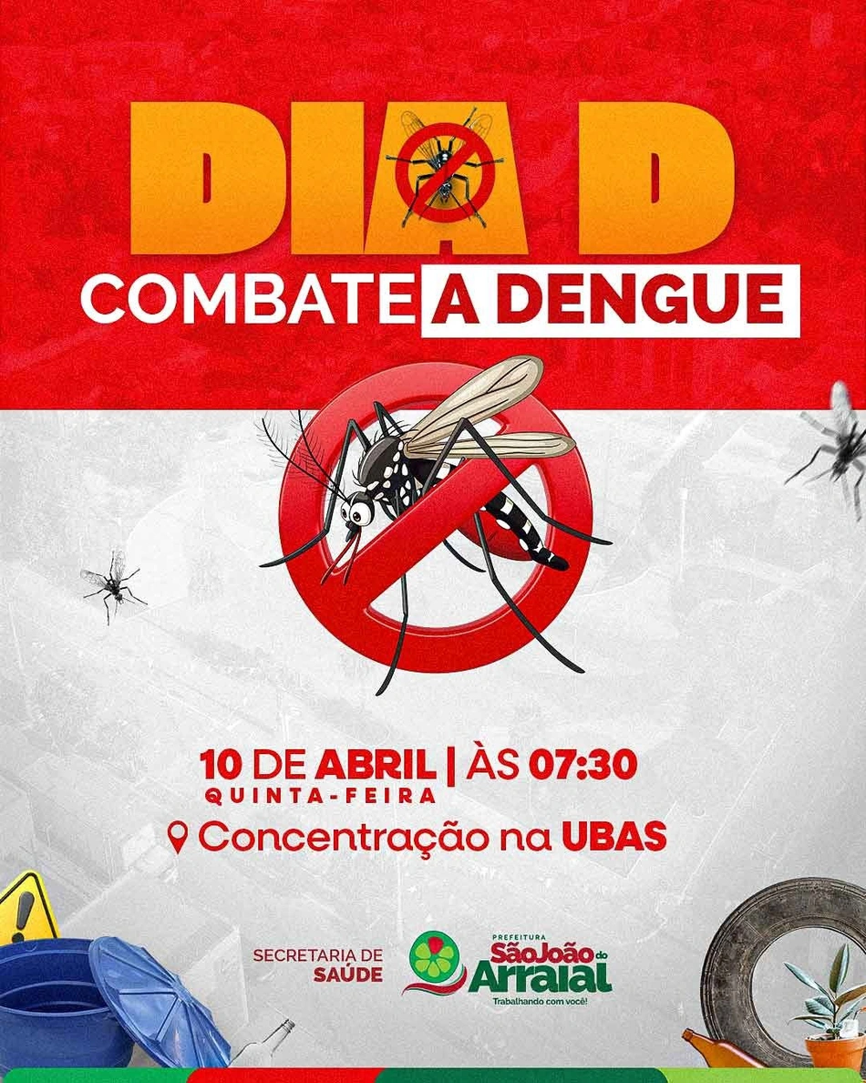 Prefeitura de São João do Arraial realizará Dia D de Combate à Dengue nesta quinta