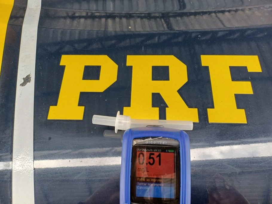 Teste do etilômetro registrou valor de 0,51 mg/L