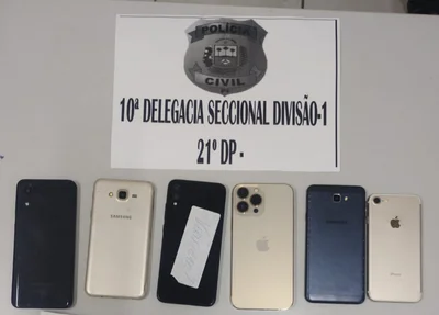 Aparelhos celulares recuperados pela Polícia Civil do Piauí