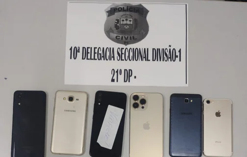 Aparelhos celulares recuperados pela Polícia Civil do Piauí