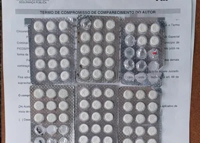 Comprimidos de rebite apreendidos pela PRF