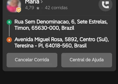 De acordo com o relato, a viagem teve início em Timon