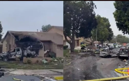 Jato caiu em um bairro militar na Califórnia