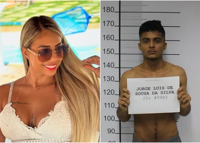 Letícia Ellen e o ex-namorado, Jorge Luís, preso após agredi-la