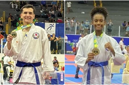 Luis Gustavo e Amanda Pereira, atletas piauienses de Karatê