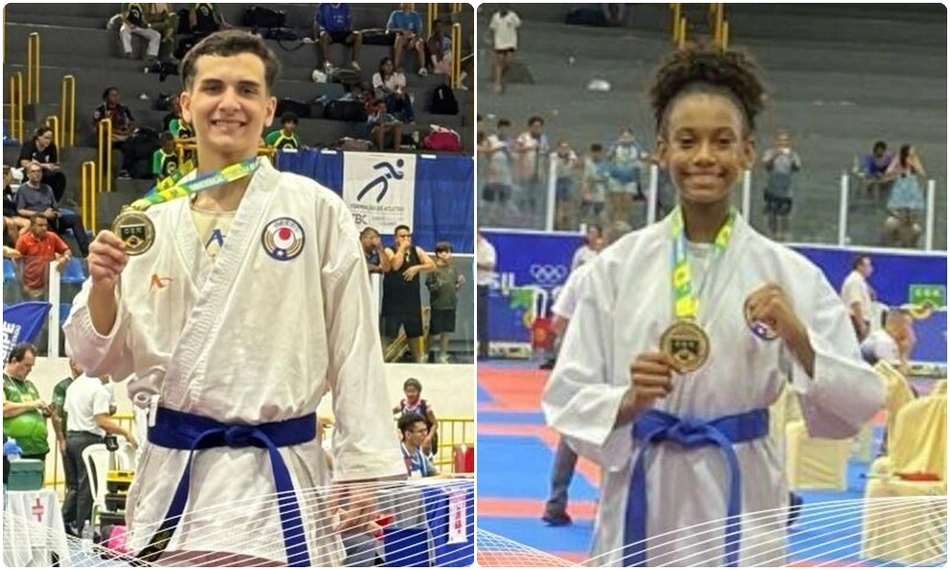 Luis Gustavo e Amanda Pereira, atletas piauienses de Karatê