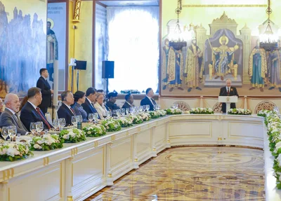 O presidente Lula durante almoço oferecido por Vladimir Putin