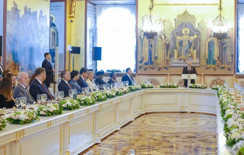 O presidente Lula durante almoço oferecido por Vladimir Putin