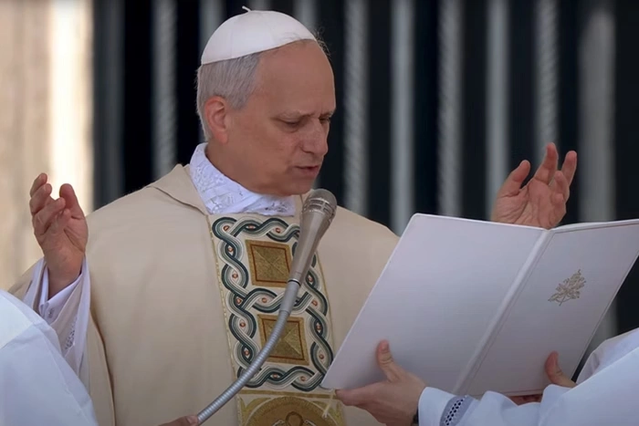 Papa Leão XIV durante homilia