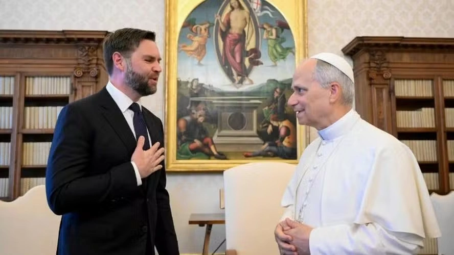 Papa Leão XIV e vice-presidente dos EUA, JD Vance