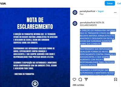 Parnahyba excluiu a nota de esclarecimento que tratava da prisão de Natanael
