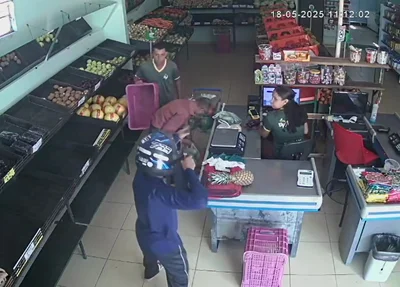 Vídeo mostra assalto em um mercadinho no bairro Novo Horizonte, em Santa Filomena
