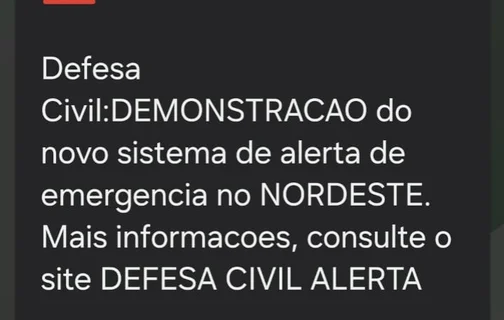 Alerta teste da Defesa Civil