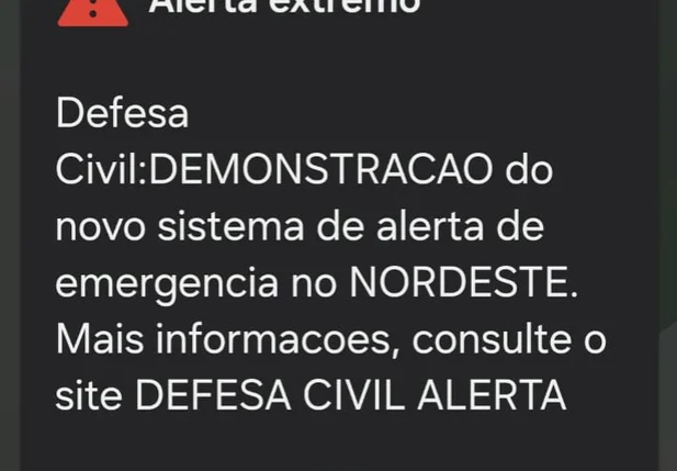 Alerta teste da Defesa Civil