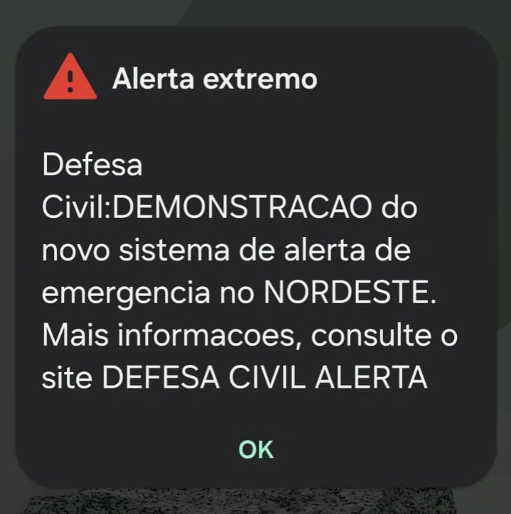Alerta teste da Defesa Civil