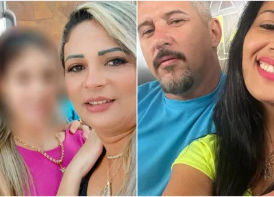 Amarildo Carlos com a esposa Rayonea Araújo, e com Henylle Nery