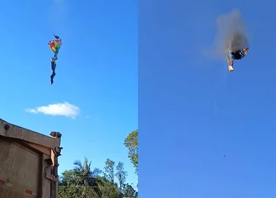 Balão pegando fogo