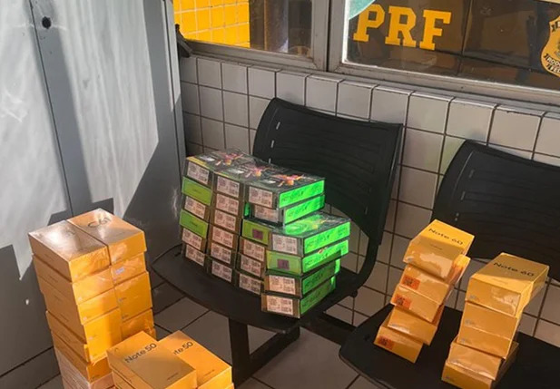 Celulares apreendidos pela PRF