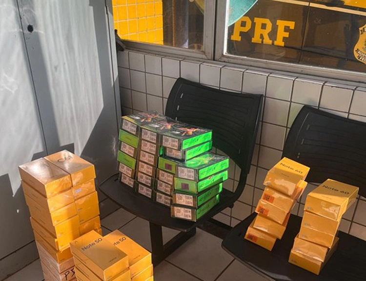Celulares apreendidos pela PRF