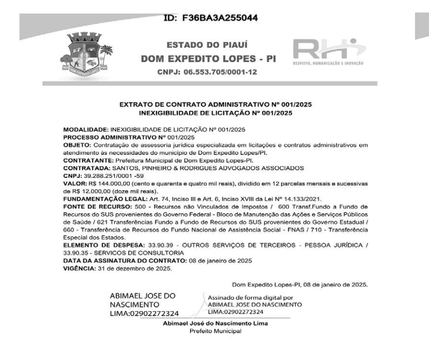 Contrato assinado