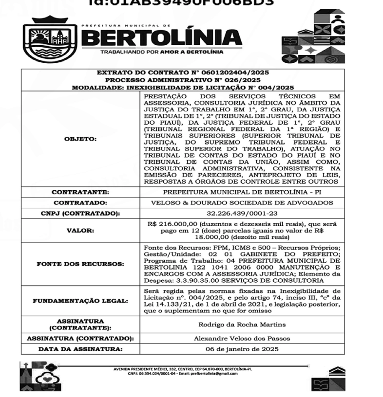 Extrato do contrato