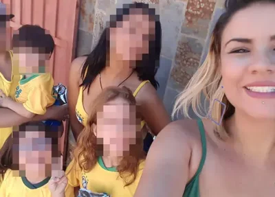 Gisele de Morais e seus filhos
