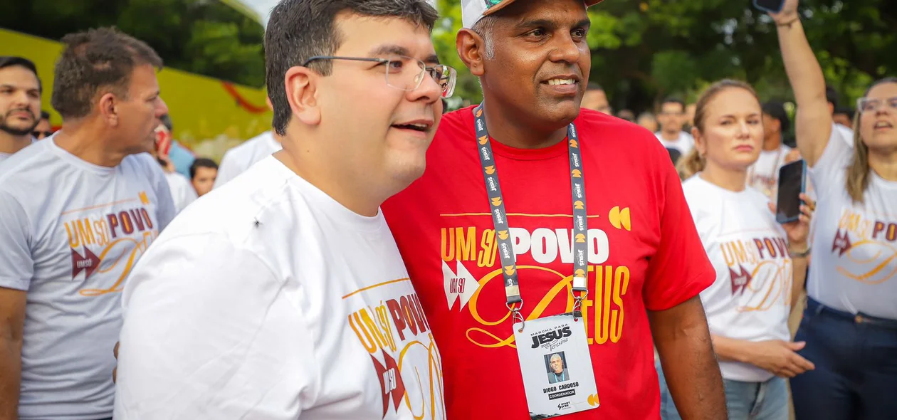 Governador do Piauí Rafael Fonteles e fiel na 24ª edição da Marcha para Jesus