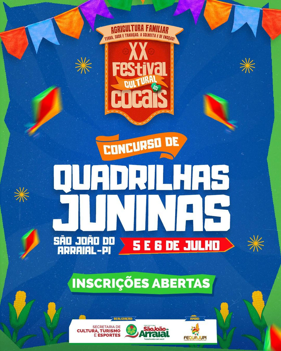 Inscrições para concurso de quadrilhas em São João do Arraial começam dia 11 de junho
