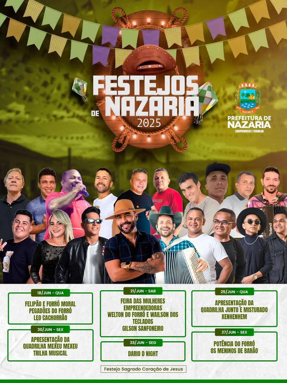 Nazária se prepara para os festejos do Sagrado Coração de Jesus com atrações culturais
