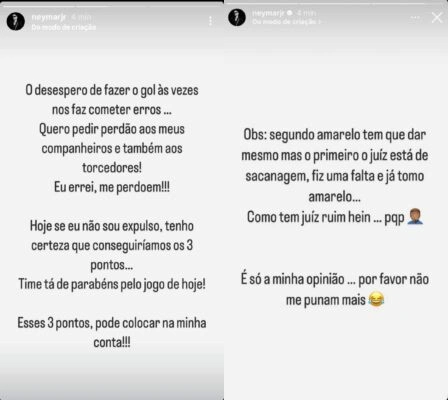 Neymar fala sobre partida em redes sociais