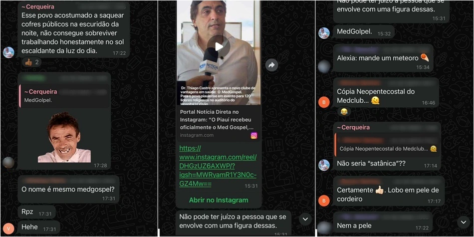 Prints das conversas de José Cerqueira