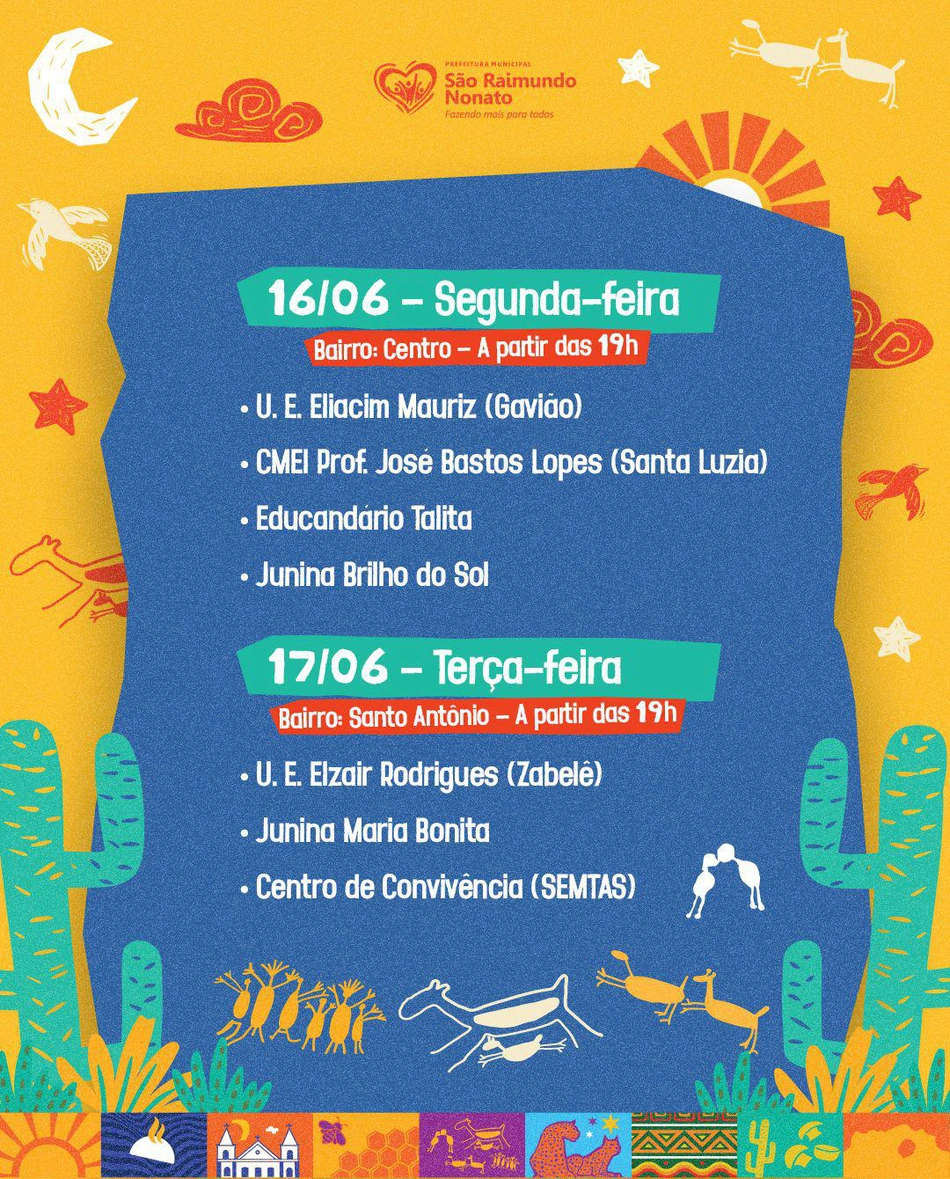 Programação oficial do “Céu Raimundo Junino” - 16 de junho
