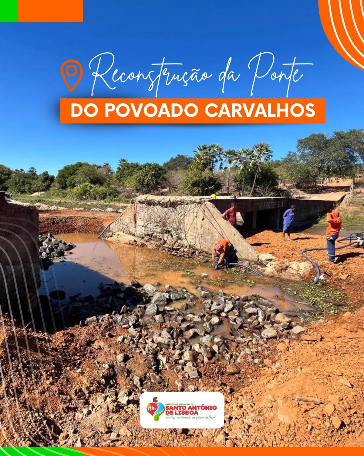 A recuperação da ponte que interliga as comunidades Carvalhos e Lagoa do Canto
