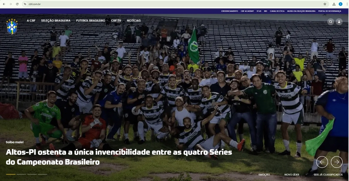 Altos é destaque no site da CBF