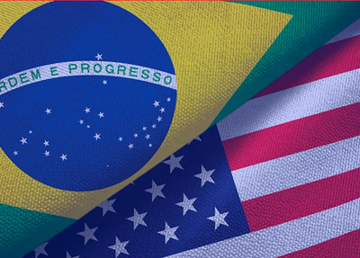 Bandeira dos Estados Unidos (EUA) e do Brasil