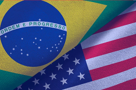 Bandeira dos Estados Unidos (EUA) e do Brasil