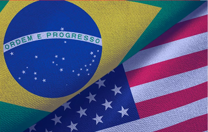 Bandeira dos Estados Unidos (EUA) e do Brasil
